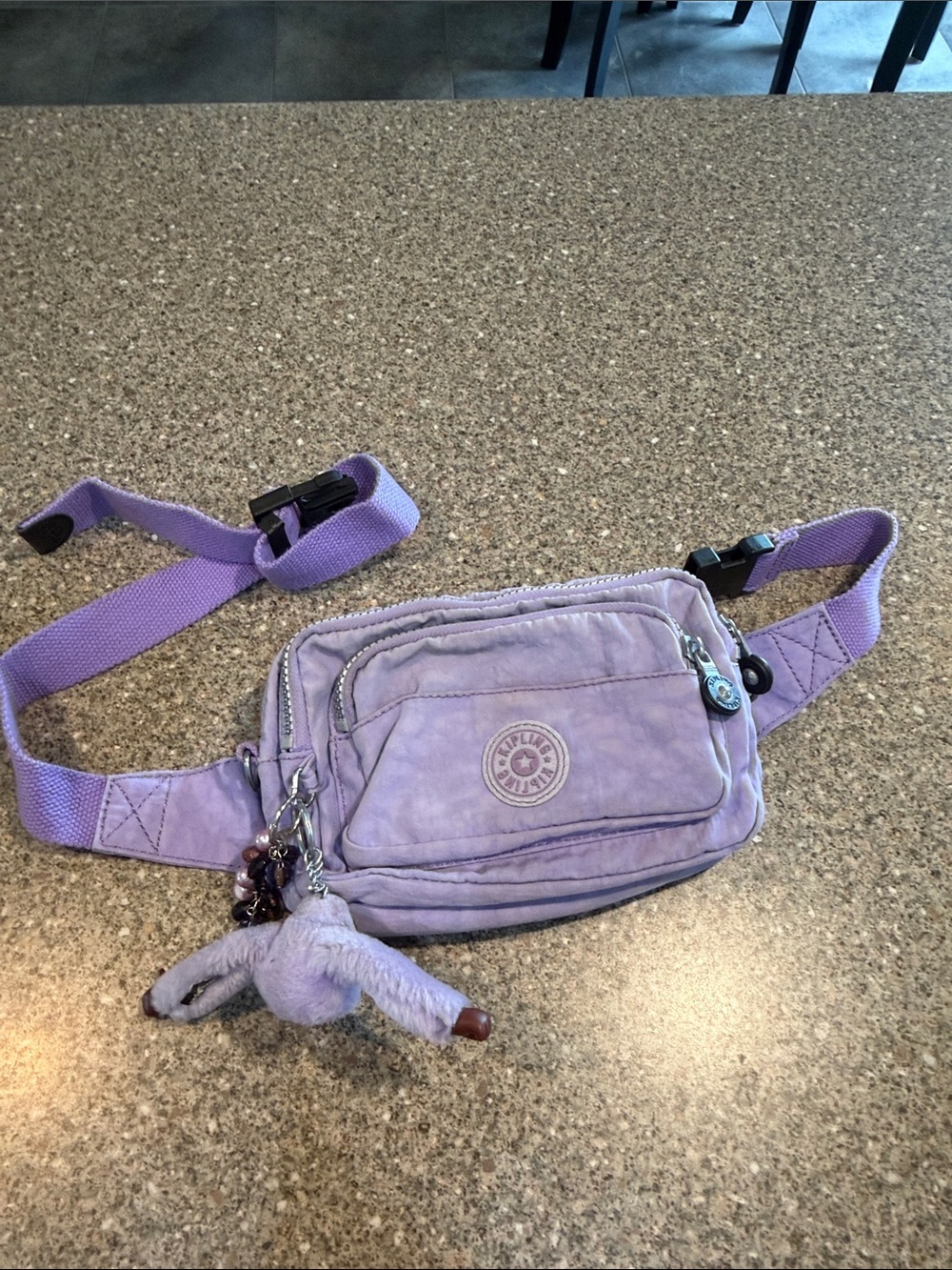Kipling Lilac Crossbody Beltbag with Plush Monkey Charm - Picture 5 of 6